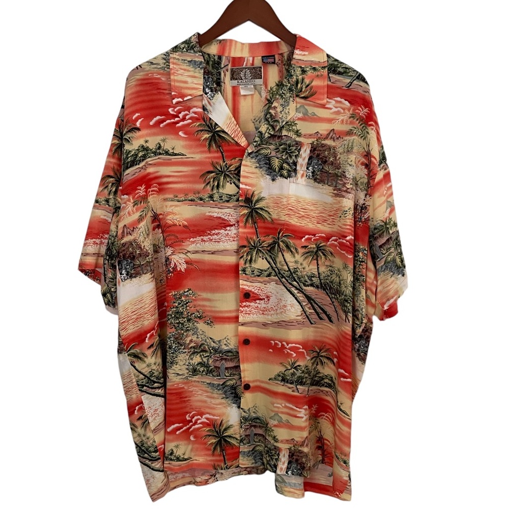 Vintage Kalaheo Hawaiian Aloha Shirt Short Sleeves Collared Button Down Size XL